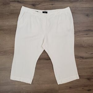 Talbots 100% Linen Capri Pants White Sz 22W Petite Heritage